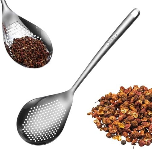 Cuchara de espuma de acero inoxidable de 35,5 x 10,5 cm | Cuchara grande gruesa para albóndigas, cuchara grande para pasta de cocina doméstica, mango largo para patatas fritas, huevos cocidos