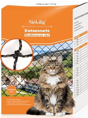 NieKilig Rete per Gatti Balcone Rinforzata, Rete Gatto Balcone, Rete Protezioni Gatti per Balconi, Finestre, Terrazzo, Lucernari e Porte (3x1m)