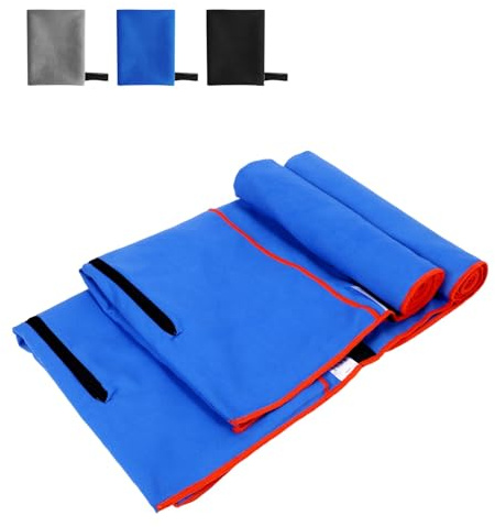 Vexnaro Toalla de Microfibra Set de 2 (120x50 cm), Toallas de Gimnasio Ligeras, Absorbentes y de Secado Rápido con Cremallera para Viaje, Deporte, Playa, Piscina, Camping, Yoga y Sauna (Azul)