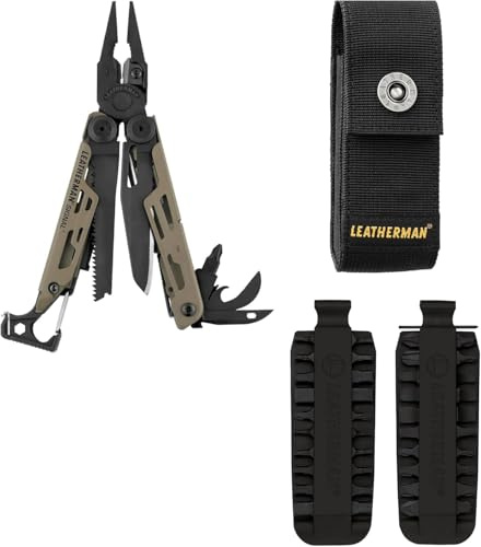 Leatherman Signal Multiherramienta 19 en 1 con Funda de Nylon con Bolsillos y Kit de Puntas (42) - Herramienta para Camping y Supervivencia