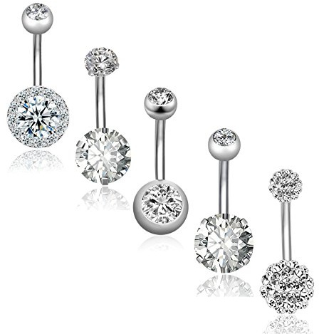 REVOLIA 14G Stainless Steel Belly Button Rings for Women Navel Rings CZ Body Piercing