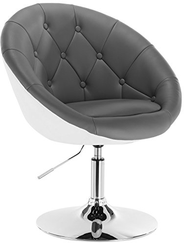 WOLTU 1 x Barsessel Loungesessel mit Armlehne Kunstleder 2 farbig Grau+Weiß