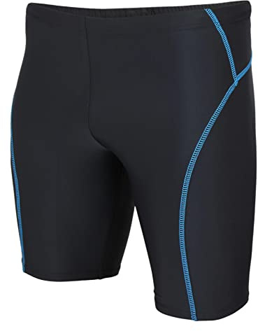 Aquarti Troncs de Bain pour Homme Maillot de Bain Long Jammer Boxer de Piscine, Nior/Bleu, XXL