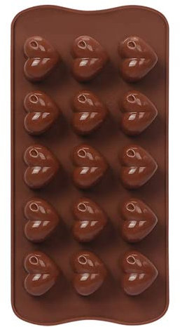 Selecto Bake Moule à bonbons gommeux au chocolat en forme de cœur pour la Saint-Valentin, 15 cœurs pour la cuisson, le moulage de décorations de gâteaux, bonbons, chocolats, biscuits