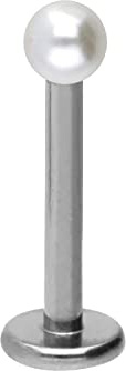 PIERCINGLINE Piercing per labret in acciaio chirurgico | PERLA SINTETICA | Piercing labbro orecchio naso | Colore e dimensioni a scelta, 1,2 mm x 5 mm, acciaio chirurgico 316L