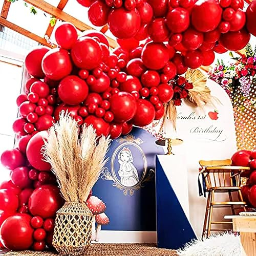 100 Pièces Ballon Rouge Kit Arche de Guirlande de Ballons Rouges Ballons en Latex Rouge pour Anniversaire Mariage Noël Saint Valentin Anniversaire Mariage Décoration