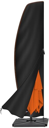 Enzeno Housse de Parasol déporté 4x4,Housse de Protection Parasol 4x3,Housse Parasol Déporté en Tissu Oxford 420D imperméable avec Fermeture éclair- 3m à 4m-Noir(280 x 40/81/50 cm)