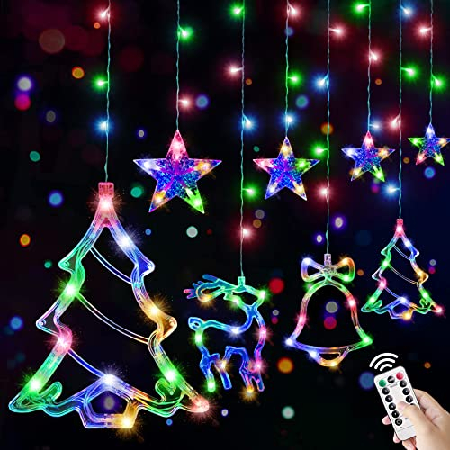 Lichtervorhang Weihnachten Fenster, Led Sterne Lichterkette für Weihnachtsdeko Fenster Lichterkette 8 Modi USB Weihnachtsbeleuchtung Innen & Außen Ip44 Wasserdicht für Weihnachtendeko,Fensterdeko