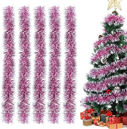 Aurasky Ghirlanda Rosa per Natale, Festoni Rosa, Orpelli e Decorazioni per Albero di Natale