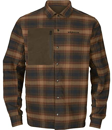 Eirik vändbar skjortjacka, Mörk varm oliv/vinröd, XL