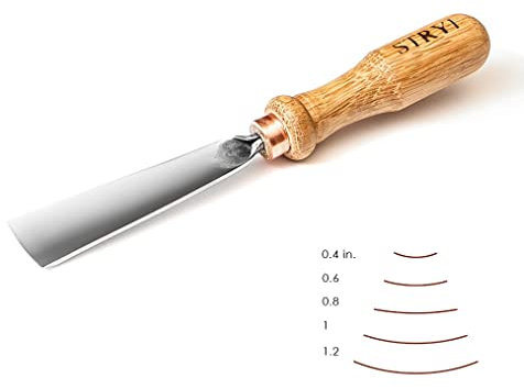 Stryi Wood Carving Gouge 1.2 Inch Blade #5 - Slight Bent Radial Profile, Half-Round Chisel, Woodworking Hand Gouge, Carbon Steel Blade, Wood carving Tools For Hard and Soft Woods G530