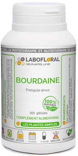 Bourdaine Labofloral 300 gélules dosées à 250 mg - Complément alimentaire - Laxatif naturel, constipation - Fabriqué en france