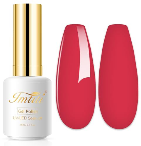 Imtiti Semi-permanenter Nagellack, Rot, 15 ml, Karminrot, UV-Gel, semi-permanent, UV, LED, Soak Off-Gel, Nail Polish, semi-permanent, DIY, Nagelset, Starter-Set