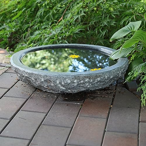 CLGarden Naturstein Wasserschale GVT2 aus Granit Ø 46cm Vogeltränke groß Garten Stein Boden Vogel Bad frostfest