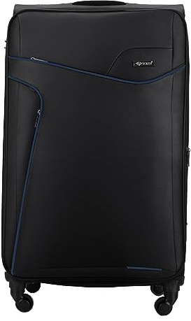 Solier Reisekoffer – Koffer mit 4 Rollen - Leicht Tourister Trolley - Rollkoffer mit Zahlenschloss - Groß Reisetrolley (SCHWARZ/BLAU, L)