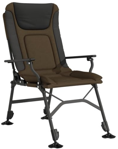 vidaXL Angelstuhl, Klappstuhl mit Verstellbaren Schlammbeinen Armlehnen, Klappbar Campingstuhl für Außenbereich, Karpfenstuhl, Taupe