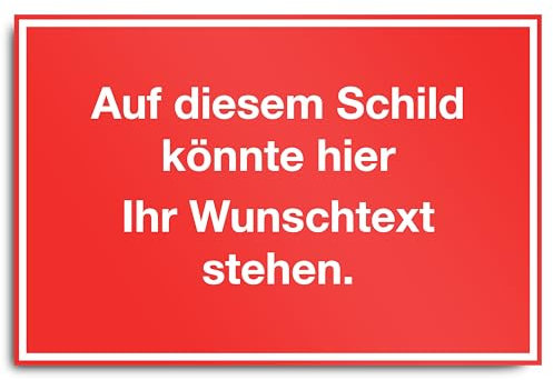 PrintPlanet® Schild mit eigenem Text personalisiert - Kunststoffplatte 5 mm - In Verschiedenen Größen - Farbe Rot
