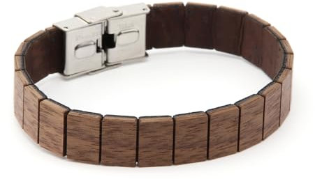 NaturSchatulle Holz Armband WOODY | Walnussholz Edelstahl Verschluss Korkarmband Holzschmuck Partnerarmband Herren Damen Frauen Armschmuck Geschenk Accessories (Thick-S)