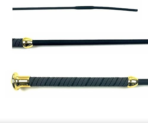 JA Horse Beethoven Dressurgerte Dressurpeitsche Reitgerte Dressur Reiten Gerten mit Goldener oder silberner Kappe (Schwarz/Gold, 130 cm)