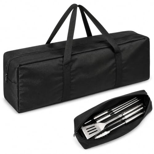 Milisten BBQ Tool Bag 23.2 Inch Oxford Cloth BBQ Storage Bag Portable Grill Utensil Organizer Carrying Case for Outdoor Camping Barbecue Accessories