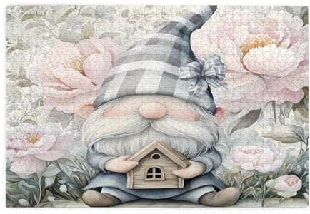 Mexpekil Puzzle de 1000 pièces pour adultes - Motif nain de jardin - En bois - Pour adolescents