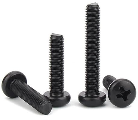 Wildeep 60 Stück M1.2 M1.4 M1.6 M1.7 Länge 3–12 mm Kreuzschlitz Flachkopfschraube Kohlenstoffstahl schwarz Phillips Maschinenschraube GB818(6mm,M1.7)