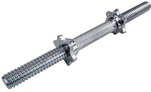 RAMROXX 42cm Kurzhantelstange mit gerändeltem Griff inkl. Sternschrauben Chrom 30mm