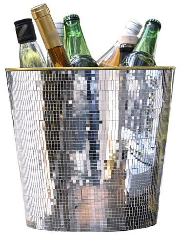 Brillantreal Large Silver Disco Ball Ice Bucket for Parties, Champagne & Cocktail Bar, Wedding, Home Decor
