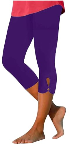 Generisch Sportleggins - Pantalones pirata para mujer, elásticos, para verano, yoga, opacos, edema de labios, tres cuartos, mallas de compresión