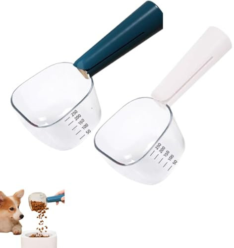 Générique 2Pcs Pelle à Mesurer La Nourriture Pour Animaux De Compagnie, Cuillère Graduée Transparente, Pelle à nourriture pour chat chien, tasse à mesurer de nourriture pour chien chat avec échelle