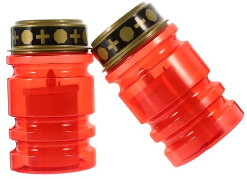 FONDOTIN Candele LED senza Fiamma Rosse 2pezzi Portatili in Plastica | Decorazione Quotidiana e Feste, Alimentazione a Batterie, Due Pile Aa Escluse, Effetto Luminoso Leggero