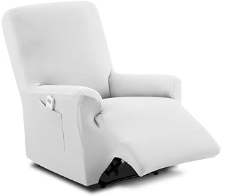 Textilhome Relaxsesselbezug TEIDE Stretch Sesselschoner Weiß dehnbar | Elastischer Relaxsesselbezug 70–110 cm mit perfekter Passform, sicherem Halt und rutschfesten Schaumstoffrollen.