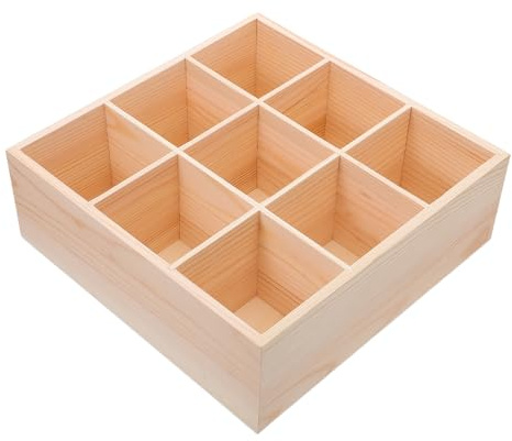 LALADEFIEE Boîte de Rangement Compartimentée en Bois 9 Compartiments Profondeur 8 CM Organisateur de Tiroir Bureau Multifonction Organiseur à Thé et Bijoux Rangement pour Sachets et