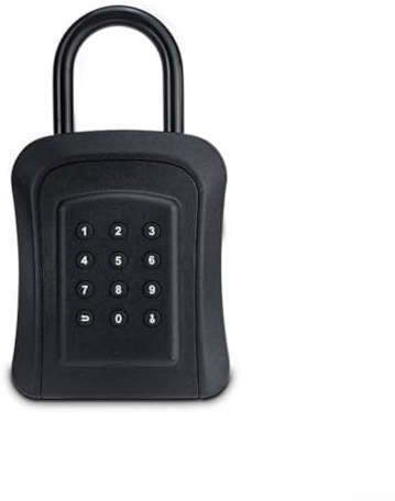 Qualoramall Boîte à clés pour application TTlock - Boîte de rangement étanche pour clés d'extérieur avec mot de passe numérique et cadenas antivol - Support mural en métal - Noir