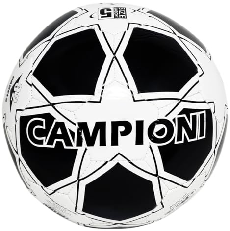 CUCUBA Pallone da Calcio da Allenamento o Partita Campioni Colore Bianco Nero Taglia 5 Regolamentare