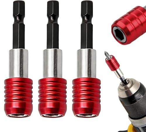 3PCS 1/4” Hex Shank Magnetic Screwdriver Bit Holders, 60mm Quick Release Drill Bit Extension Bar Set, Chuck Adapter for Power Drills, Electric Screwdrivers, Handheld Drivers, Durable Steel