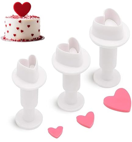 dinghaole 3 Pcs Heart Cookie Cutter, Heart Cutters for Cake Decorating, Small Cookie Cutters with Spring Mold for Cake Decorating, Icing Cutters, Small Hearts Icing Cutter, Valentine's Day, Bakery