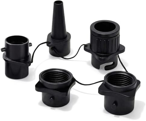 DIELOVEHUA Ersättningsmunstycken för luftpump, luftpumpmunstycke, gummibåt ventiladapter, gummibåt tillbehör, 5 storlekar, svart, uppblåsbar adapter för uppblåsbar båt, kanopaddlingbräda