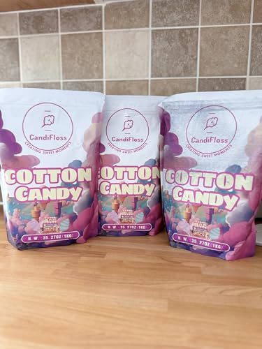 CandiFloss Cotton Candy Sugar, 1kg, for Vending and Candy Floss Machines, Professional Commercial Use