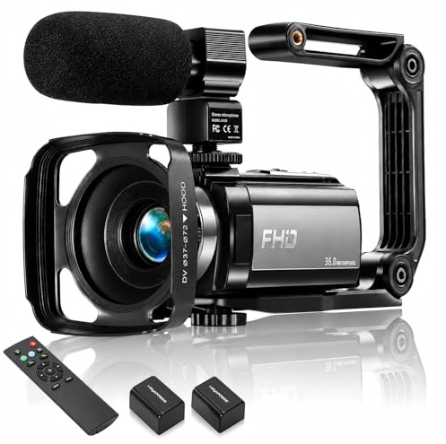 Xoieod Video Camera Camcorder Full HD 1080P 36MP 16x Zoom for YouTube