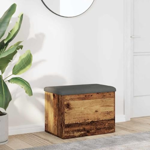 Kangardius-sittbänk med förvaringsutrymme av gammalt träutseende 62 x 42 x 45 cm, trämaterial, hallbänk, garderobsbänk, elegant förvaringsmöbler, sittkista för hall, vardagsrum