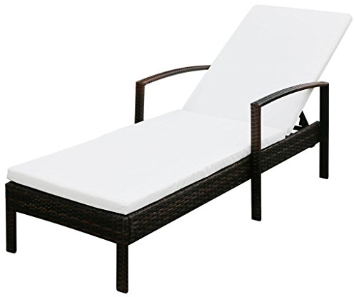 Festnight Sonnenliege Liege Rattanliege Gartenliege Polyrattan Braun