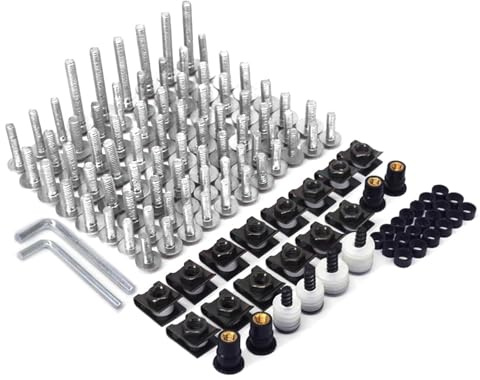 Viti Ergal Moto,Viti Carene Kit Completo Bulloni Moto,Universale-Argento | in Alluminio CNC Viti di Fissaggio Dadi per Moto da Strada Sportive Scooter