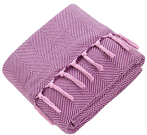 Mixibaby Tagesdecke Wohndecke Wendedecke Kuscheldeck Sofadecke Couchdecke, Farbe:pink, Design:Fischgrätendesign