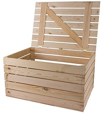 Große helle Holztruhe 80cm x 50cm x 40cm „von Kontorei“ Obstkiste Weinkisten Gartendeko XXL extra groß Dekokiste Schatzkiste Bank Stauraum Regal