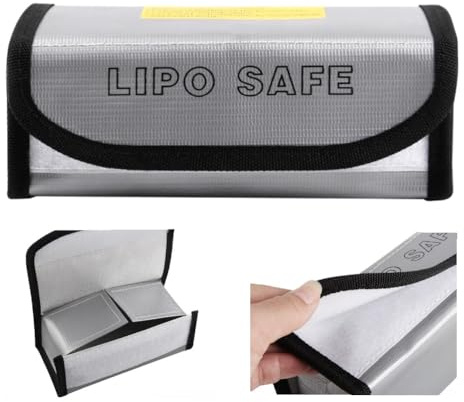 Lipo Battery Safe Bag Fireproof Storage Protecting Battery Charger Guarding in Case of an Accidental Fire. size: 18.5 * 7.5 * 6cm