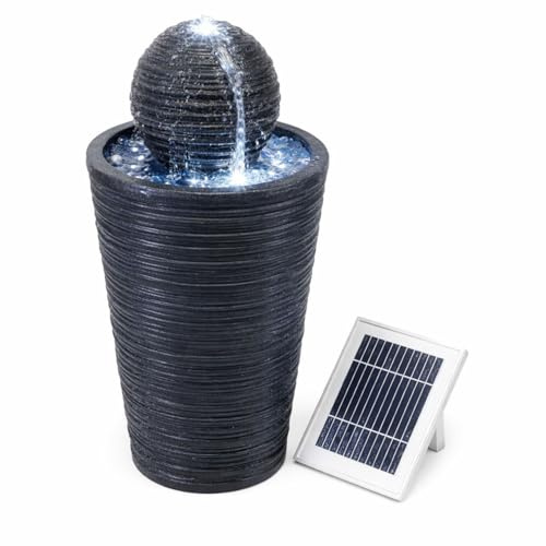 Gardenwize Solar Powered Round Ball Garden Water Feature with LED Light – Weatherproof Resin Fountain, Eco-Friendly & Low Maintenance Outdoor Garden & Patio Ornament