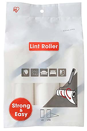Iris Ohyama, Set di 6 ricariche da 60 fogli bianchi, per CCNB-RN rotolo adesivo speciale per pelucchi e peli di animali, vestiti, tende, divani - Handy Lint Roller CCHS-6RN - Bianco