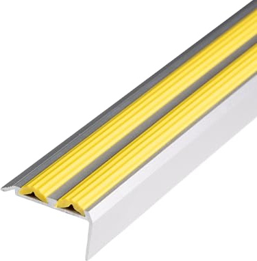 Floordirekt Treppenkantenprofil Alu - Bohren oder Kleben - Powergrip - Doppelgummi - gelb 134 cm