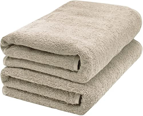 ZOLLNER 2er Set Saunatücher - weiche und saugstarke Handtücher - waschbar bis 95°C - Baumwolle -70x200 cm in Cappuccino